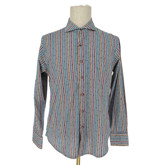 Robert Graham Woven Button Front Long Sleeve Shirt Final Edit Movie Film Print M - Picture 10 of 10
